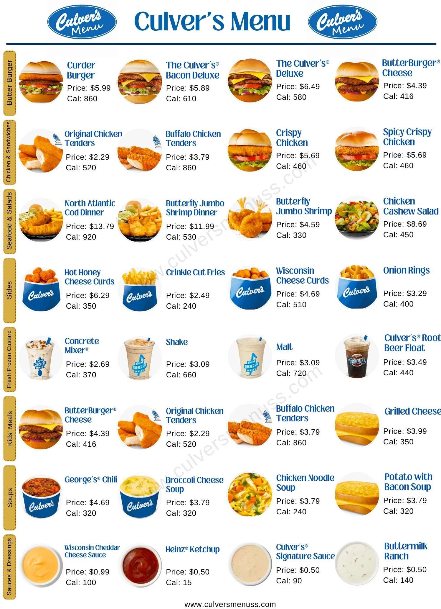 Culver s Menu With Prices Updated February 2025