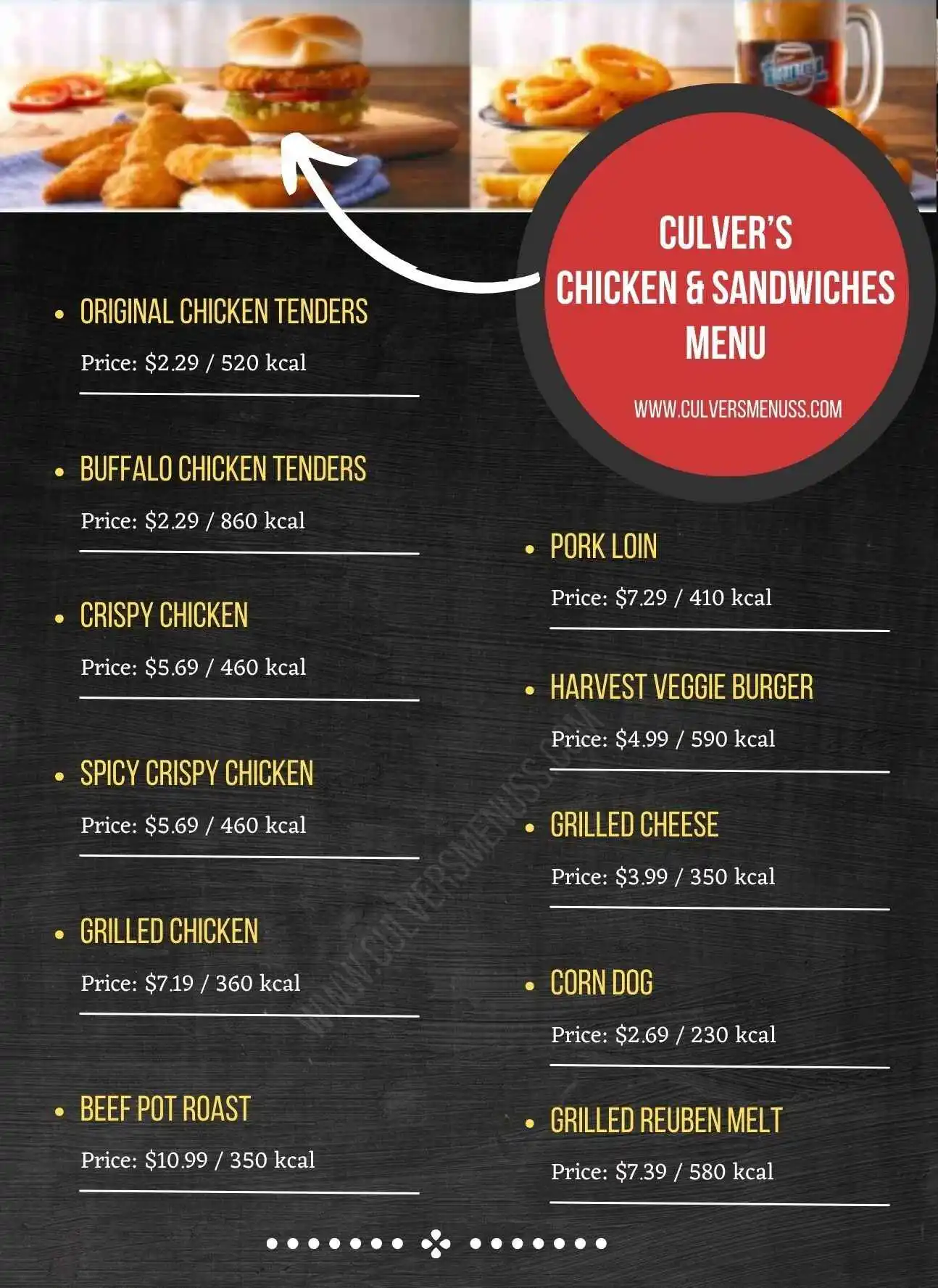 Culver’s Chicken & Sandwiches Menu